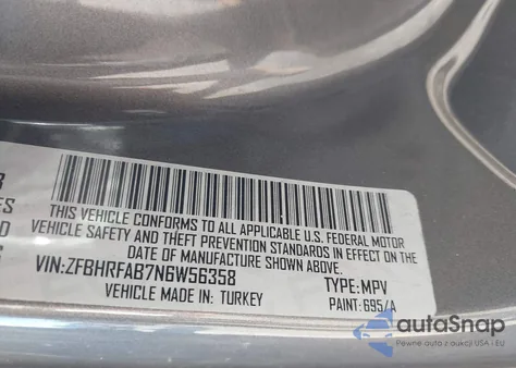 2022 Ram Promaster City Cargo Van z USA, uszkodzony, nr VIN ZFBHRFAB7N6W56358